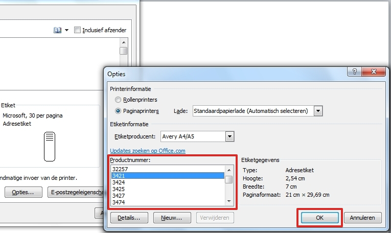 etiketten maken word 2010, verschillende adressen